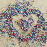 Colorful sprinkles arranged in heart