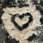 Heart shape made of flour