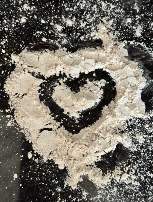 Heart shape made of flour