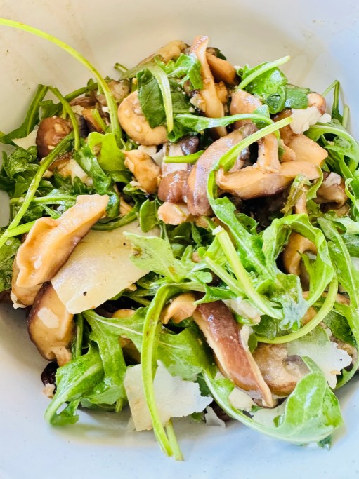 Fresh salad with mushrooms and greens