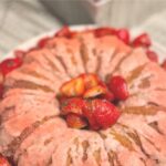 Gluten-Free Strawberry Pink Champagne Cake with Strawberry Pink Champagne Glaze with Macerated Strawberries with Basil Sugar