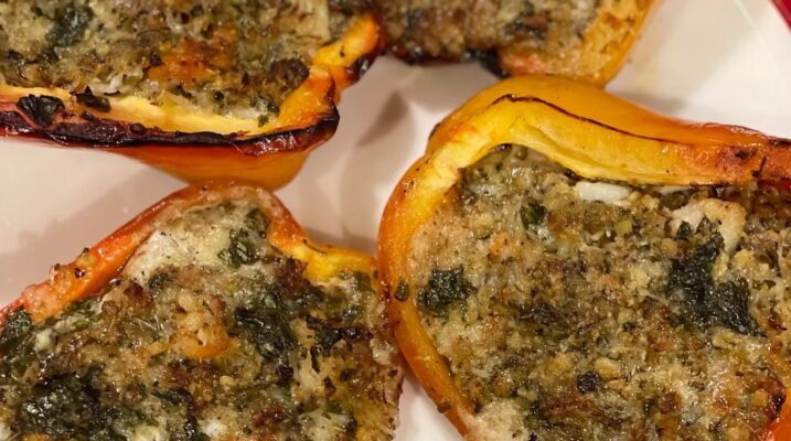 Gluten-Free Alaska King Crab Stuffed Peppers with Lemon Basil Butter