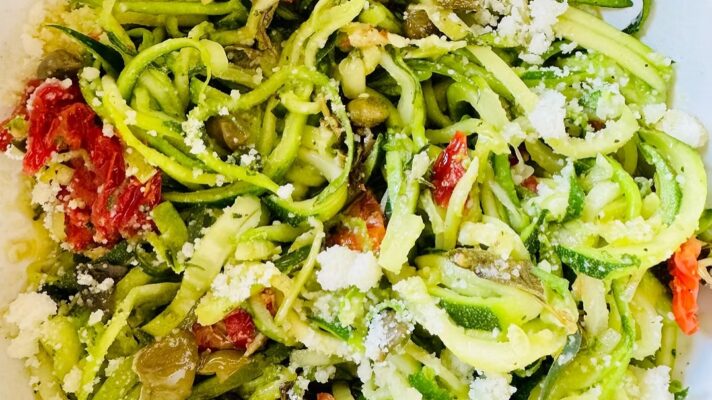 Mediterranean Zucchini Noodles with Sun-Dried Tomatoes & Capers