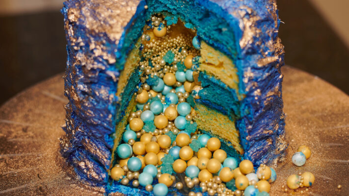 Gluten-Free Gold Foil Surprise Cake