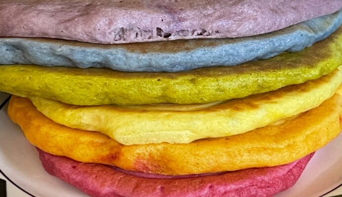 Fluffiest Gluten-Free Rainbow Pancakes or Waffles Recipe (Two Easy Flour Options)