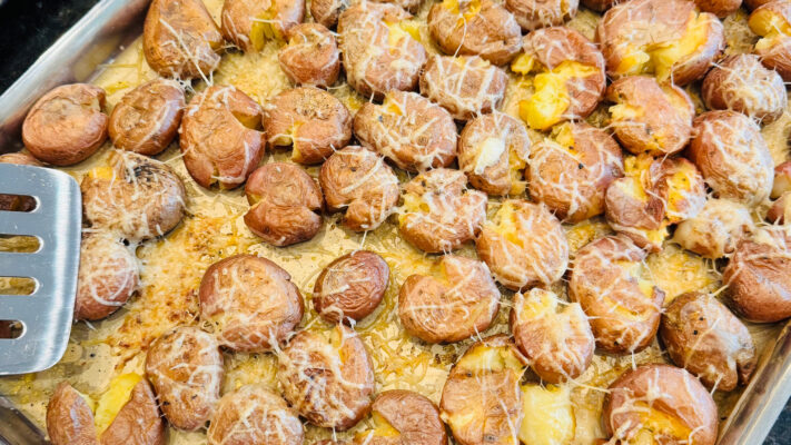 Ultimate Crispy Garlic Parmesan Smashed Baby Potatoes Recipe